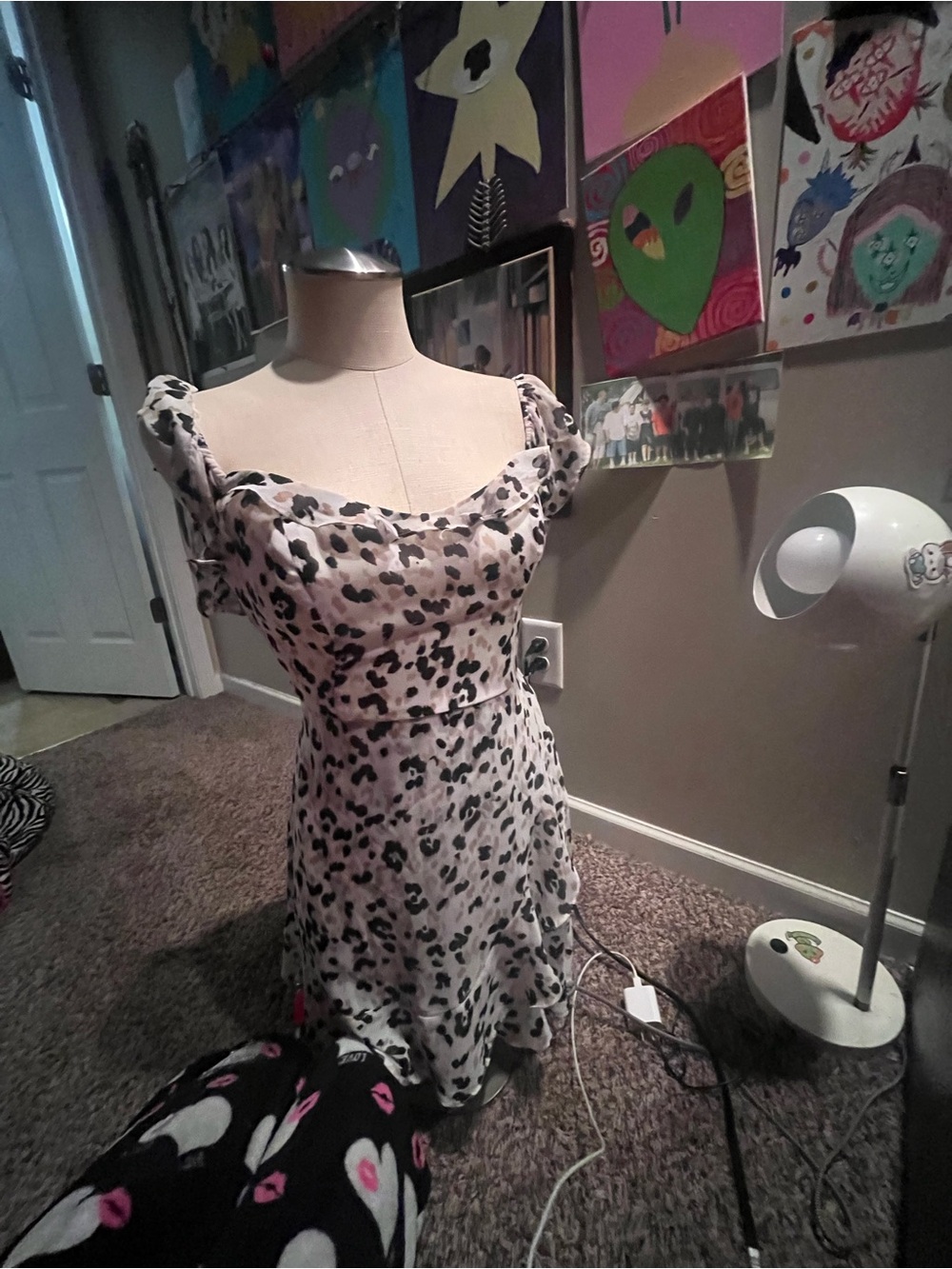 Blue Rain White & Black Leopard-Print Mini Dress